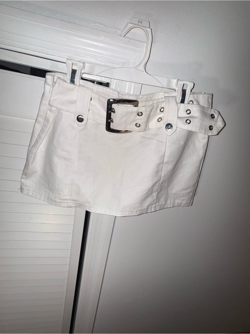 White Mini Skirt with Belt